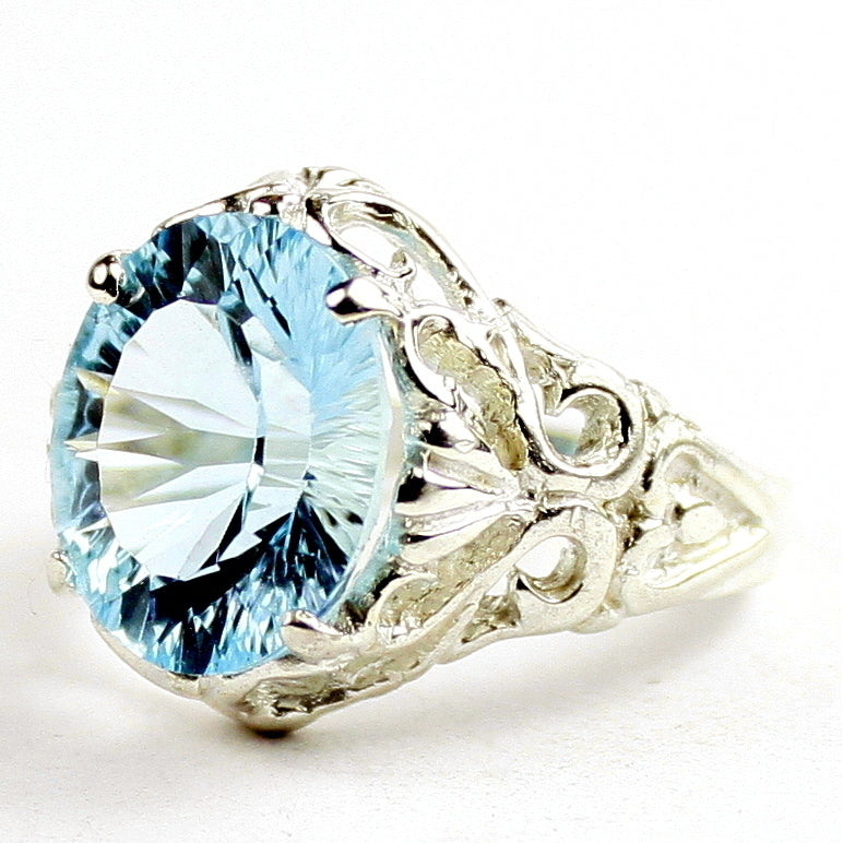 SR114 Quantum Cut Swiss Blue Topaz 925 Sterling Silver Ring, Image 2