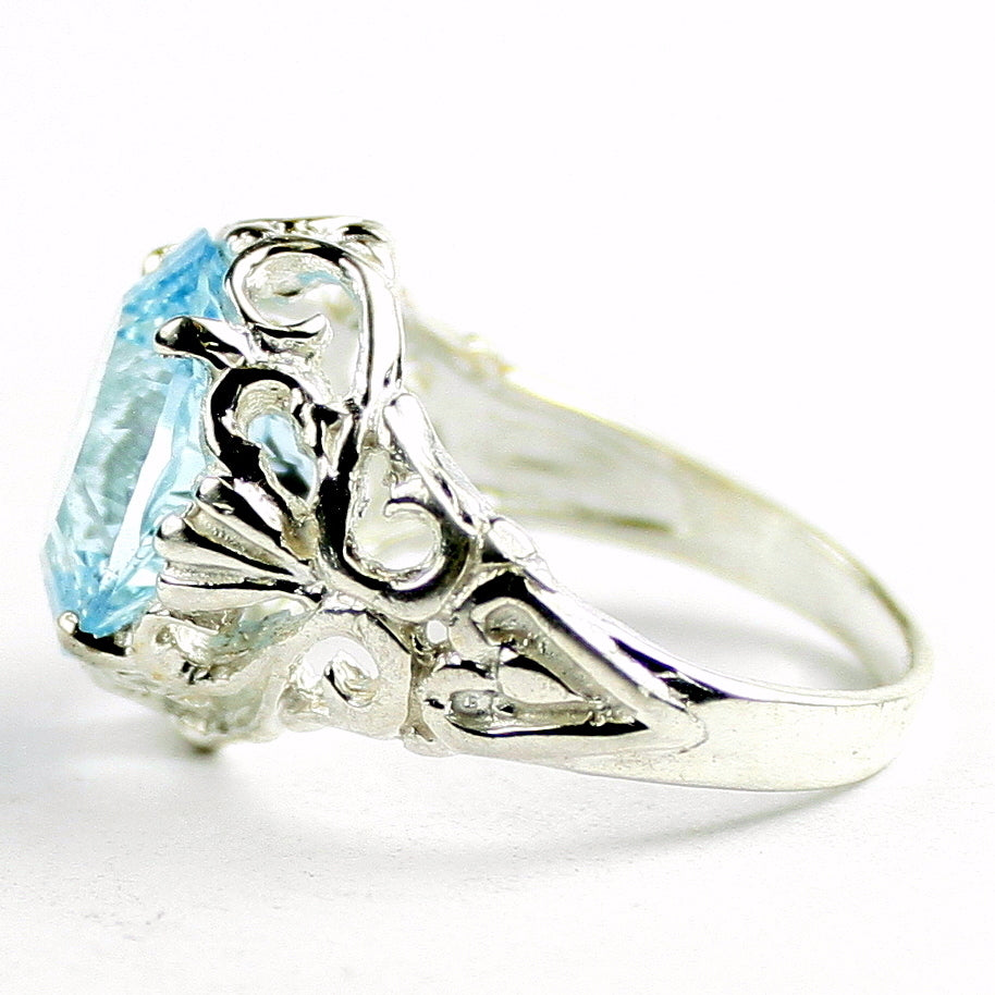 SR114 Quantum Cut Swiss Blue Topaz 925 Sterling Silver Ring, Image 3