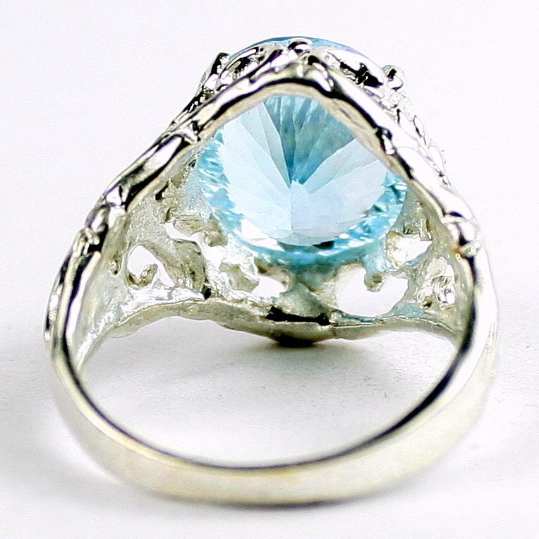 SR114 Quantum Cut Swiss Blue Topaz 925 Sterling Silver Ring, Image 4