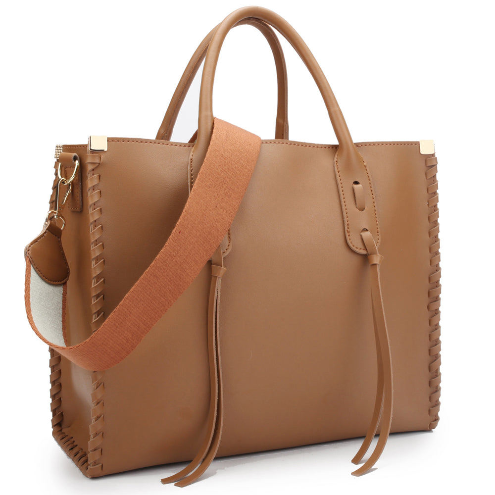 Dasein Womens Fashion Medium Shoulder Bag Handbag Satchel with Decorative Side StitchHanging Tassel and Matching Inner Image 2