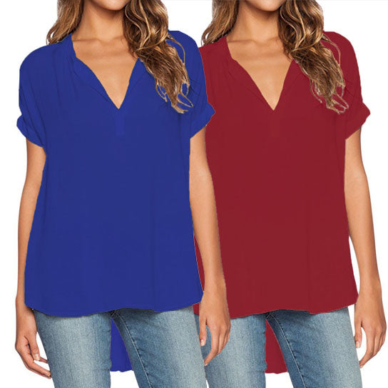 V Neck Hi Lo Blouse in 7 Colors Image 3