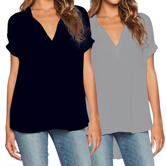 V Neck Hi Lo Blouse in 7 Colors Image 4