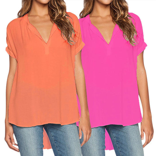 V Neck Hi Lo Blouse in 7 Colors Image 4