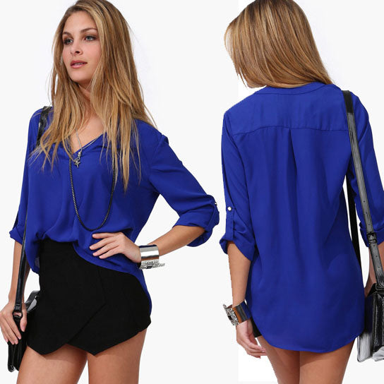 Classic Roll Tab Blouse in 5 colors Image 6