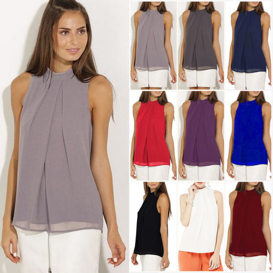 Pleated Sleeveless Chiffon Top Image 1