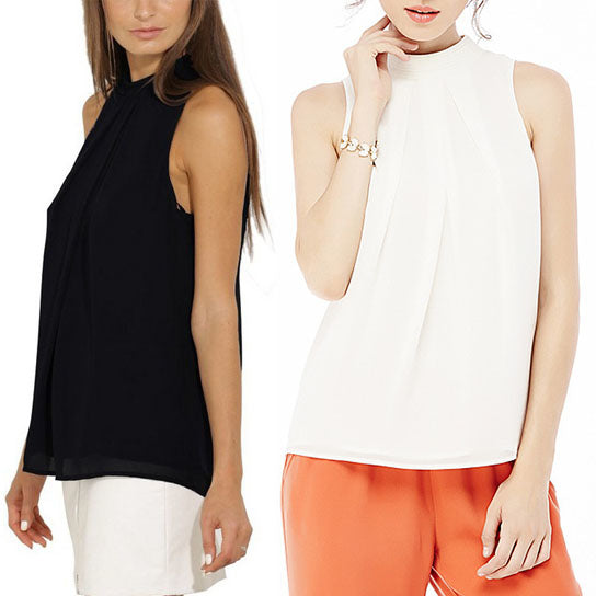 Pleated Sleeveless Chiffon Top Image 3