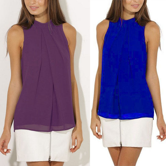 Pleated Sleeveless Chiffon Top Image 4