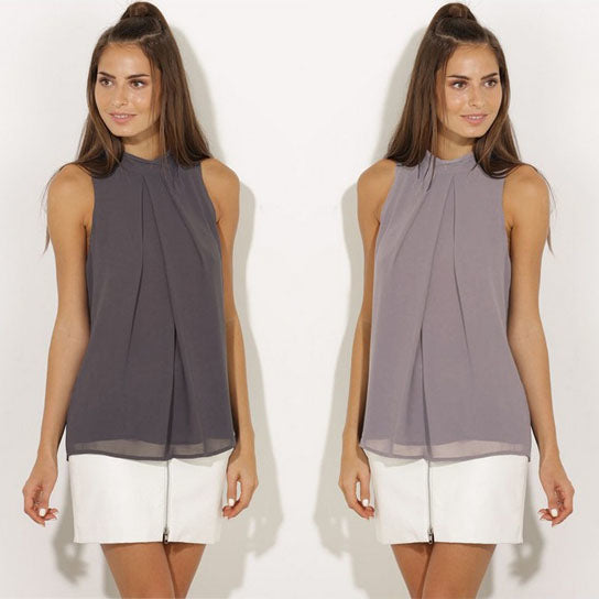 Pleated Sleeveless Chiffon Top Image 4