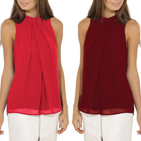 Pleated Sleeveless Chiffon Top Image 6