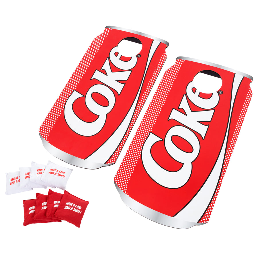 Coca Cola Can Corn Hole Bean Bag Toss Backyard Game with Handles Portable Image 1