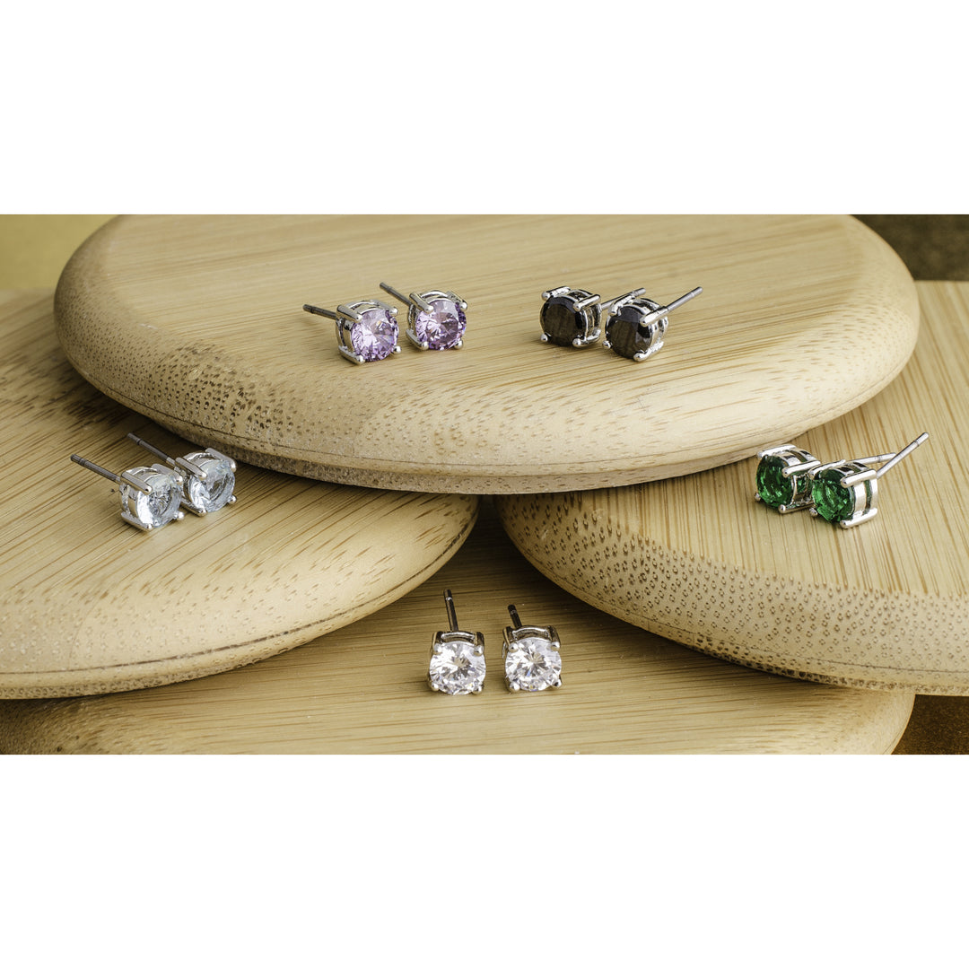 5 Pack Gemstone Round Stud Earrings Image 2