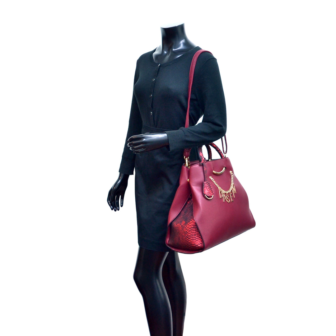 Dasein Womens Designer Signature Top Zip Ring Tote Bag Satchel Handbag Purse with Embossed Trim Image 11