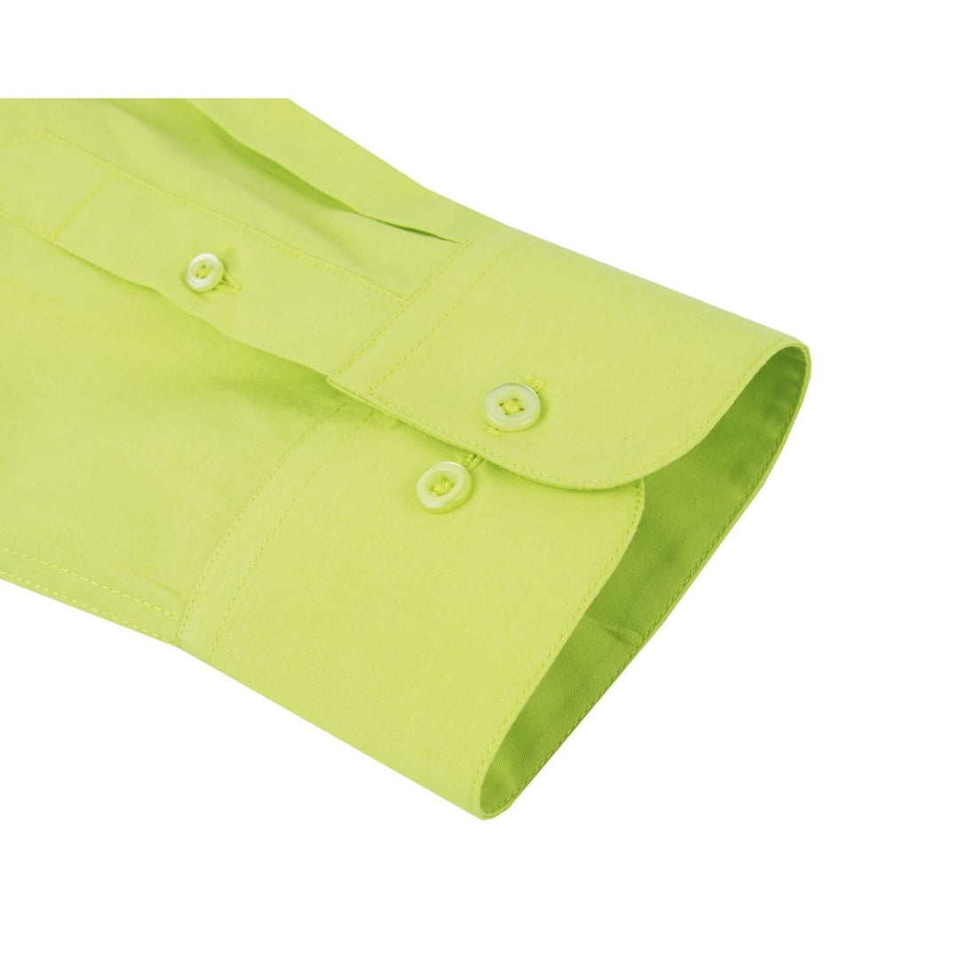 Roman Giardino Mens Dress Shirt Long Sleeve Convertible Cuffs the Italian Collar Cotton with Free cuff links Key Lime Image 6