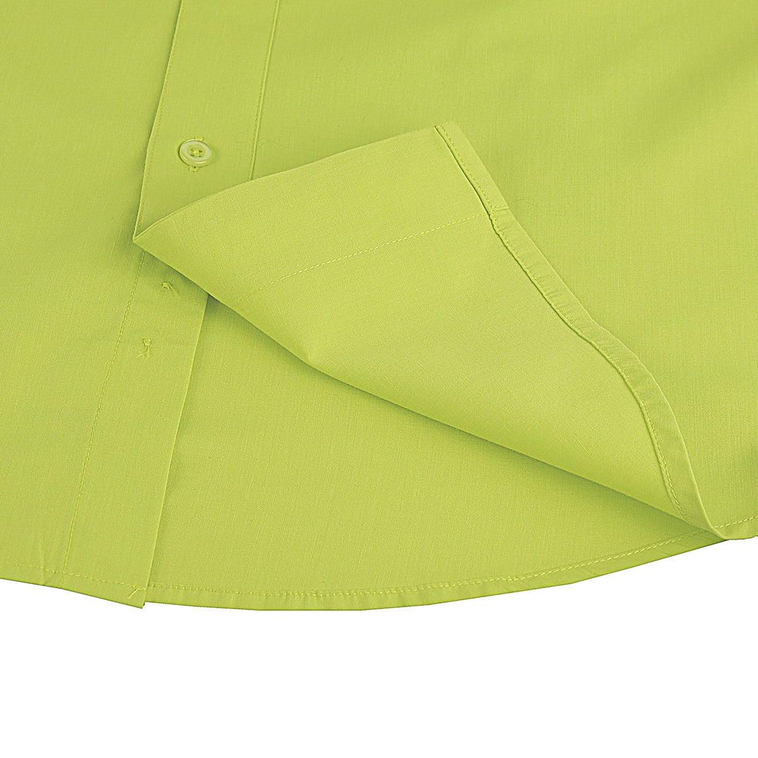 Roman Giardino Mens Dress Shirt Long Sleeve Convertible Cuffs the Italian Collar Cotton with Free cuff links Key Lime Image 8