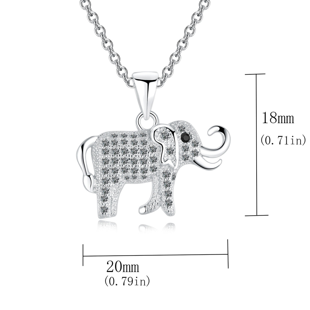 Sephla White Gold Plated CZ Diamond Guardian Elephant Pendant Necklace,18 Inch Cross Cable Chain Image 3