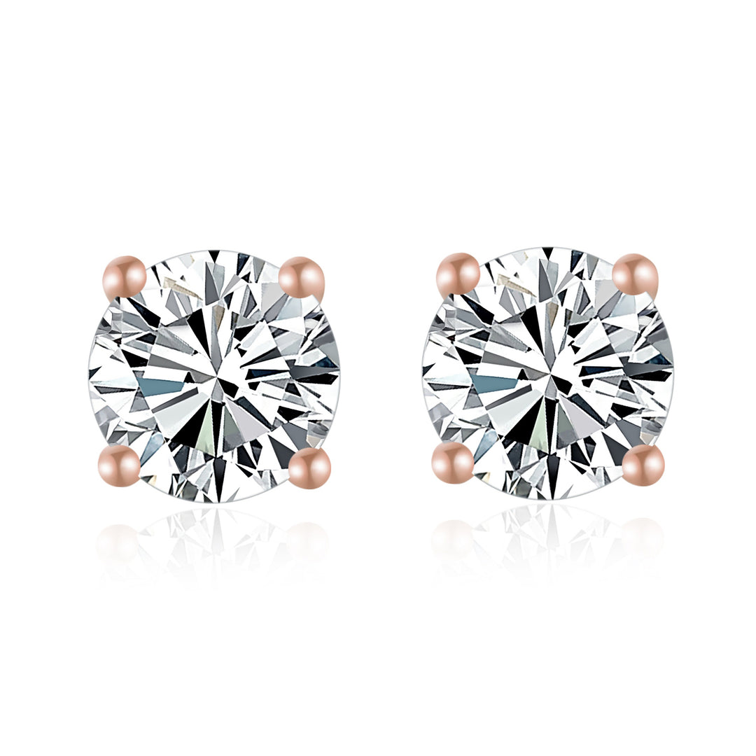 100% 925 Sterling Silver 7mm Round Cut Cubic Zirconia Stud Earring Image 4