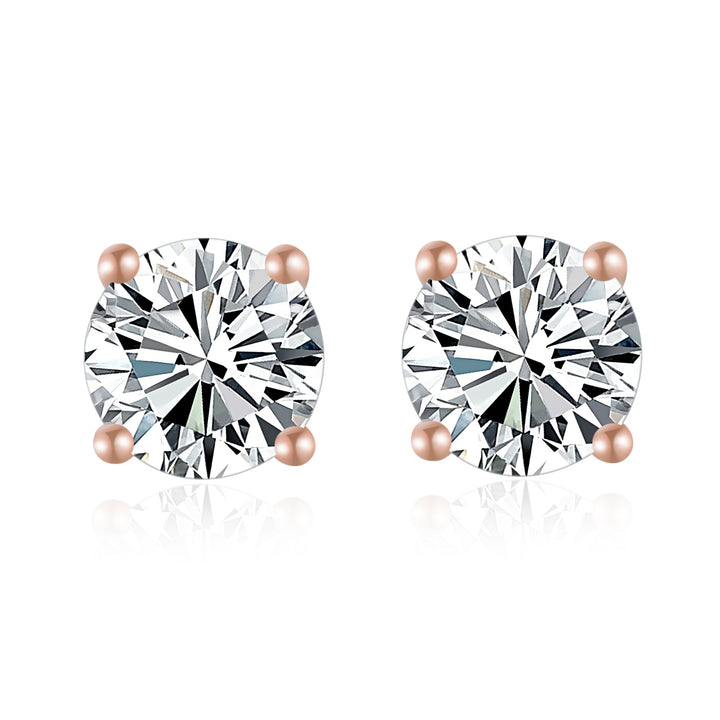 100% 925 Sterling Silver 7mm Round Cut Cubic Zirconia Stud Earring Image 4