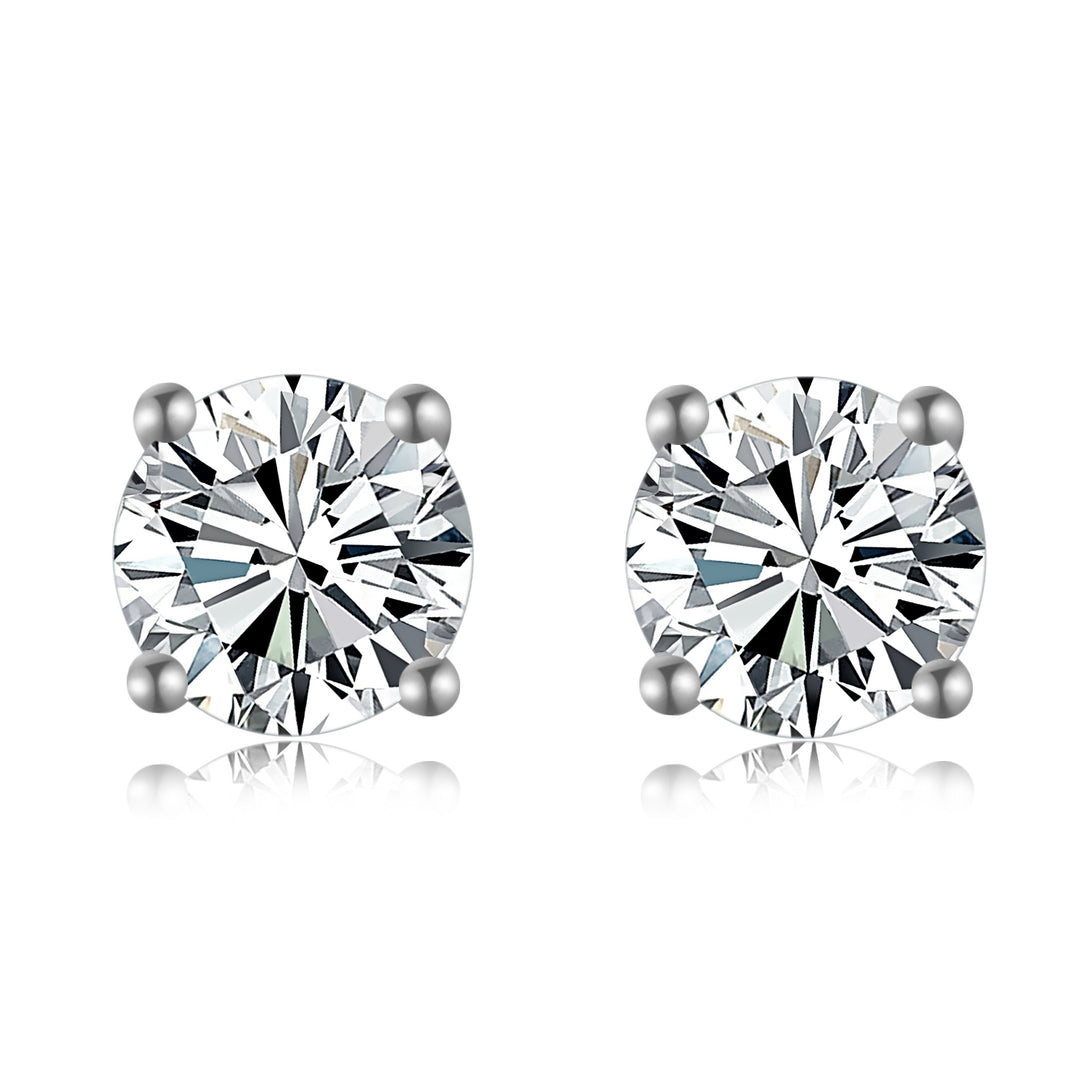 100% 925 Sterling Silver 7mm Round Cut Cubic Zirconia Stud Earring Image 6