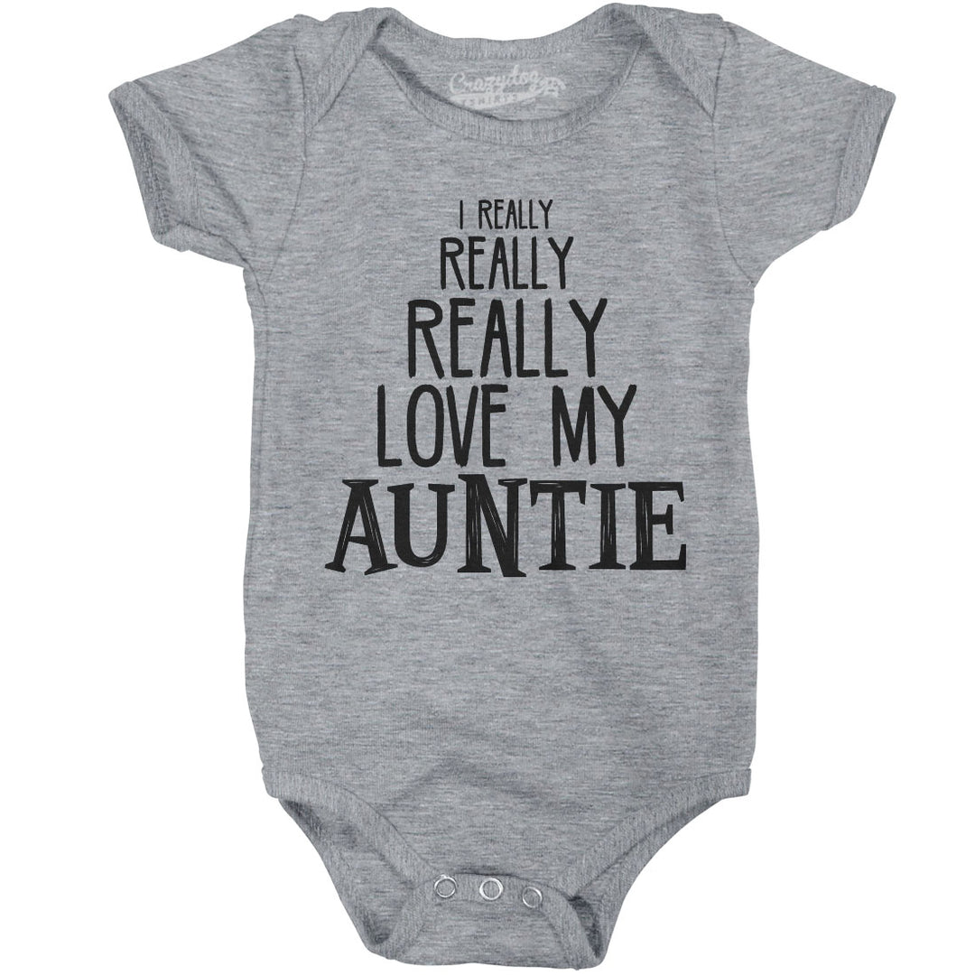 Baby Really Really Love My Auntie Cute Funny Shirt Infant Creeper Gift Aunt Image 3