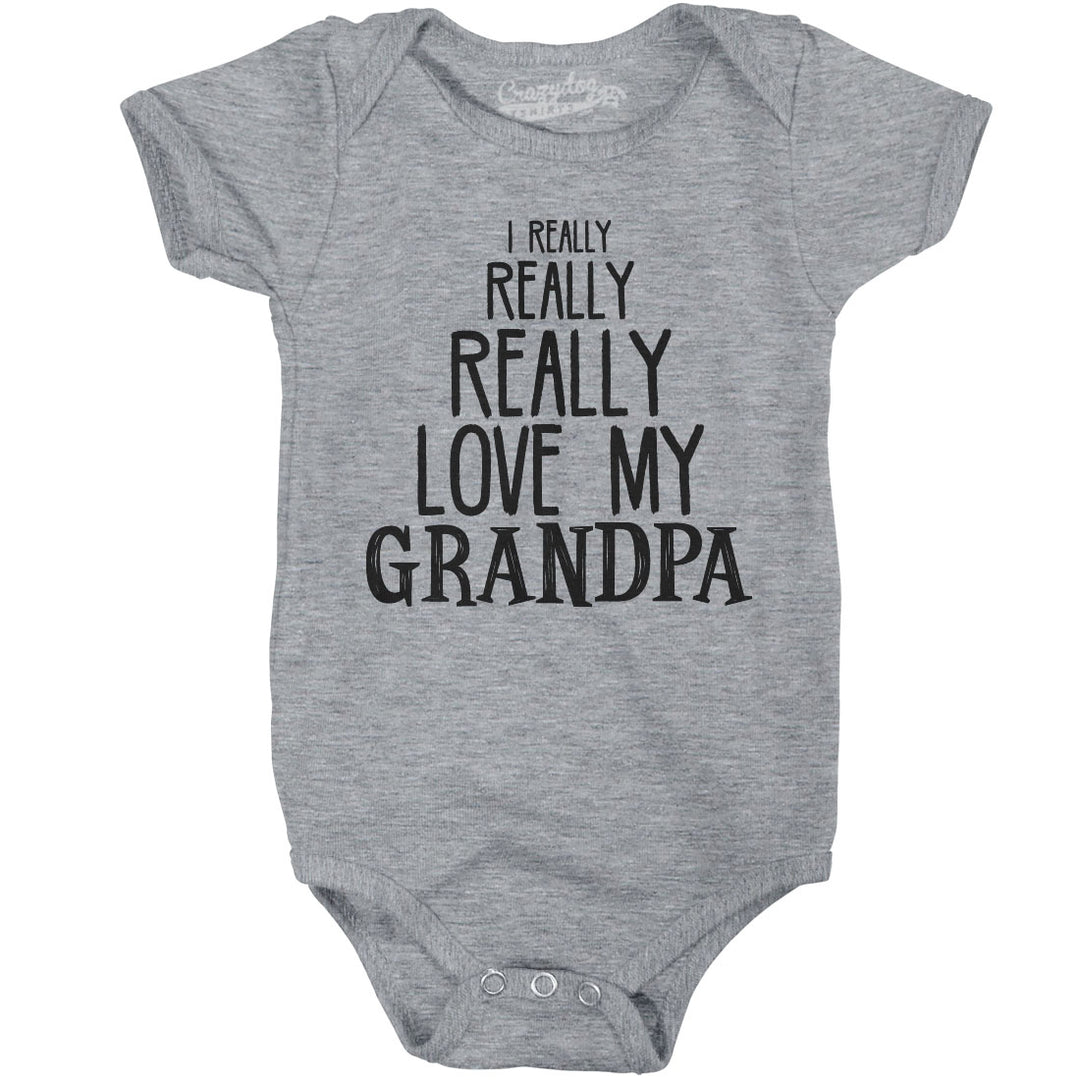 Baby Really Really Love My Grandpa Cute Funny Infant Creeper Bodysuit Image 1