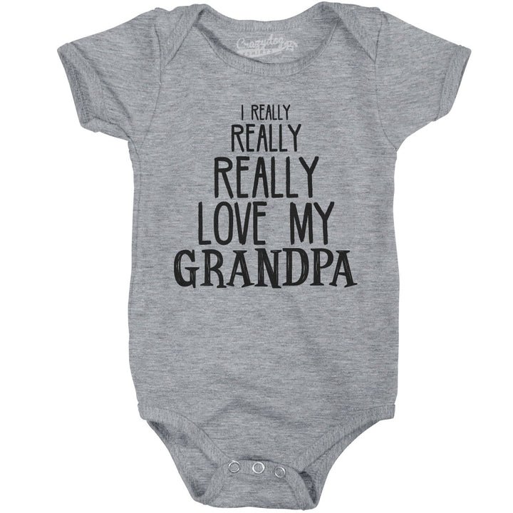 Baby Really Really Love My Grandpa Cute Funny Infant Creeper Bodysuit Image 3