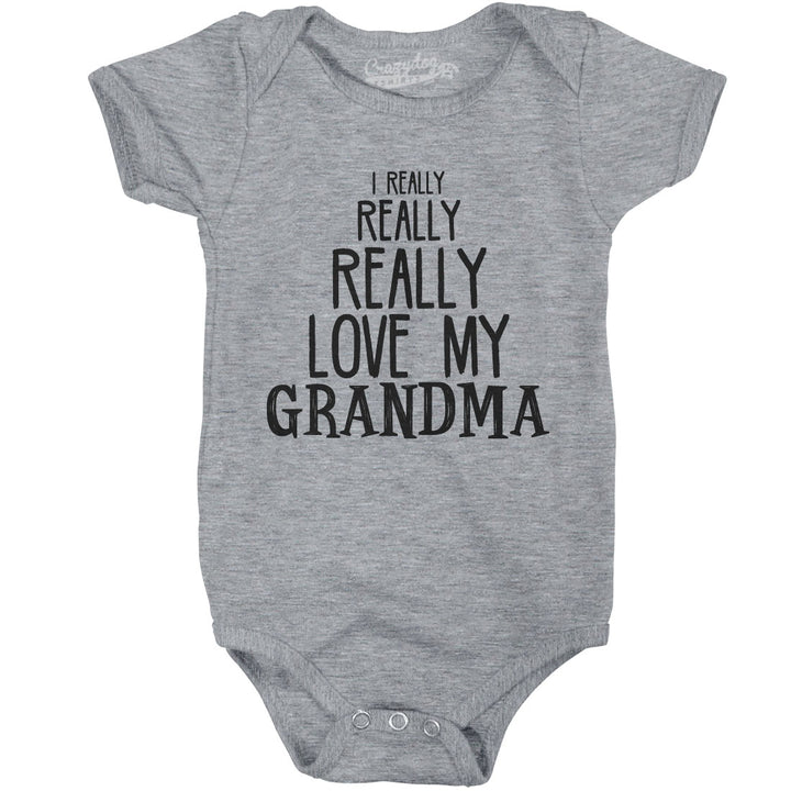 Baby Really Really Love My Grandma Cute Funny Infant Shirt Newborn Outfit Shower Image 4