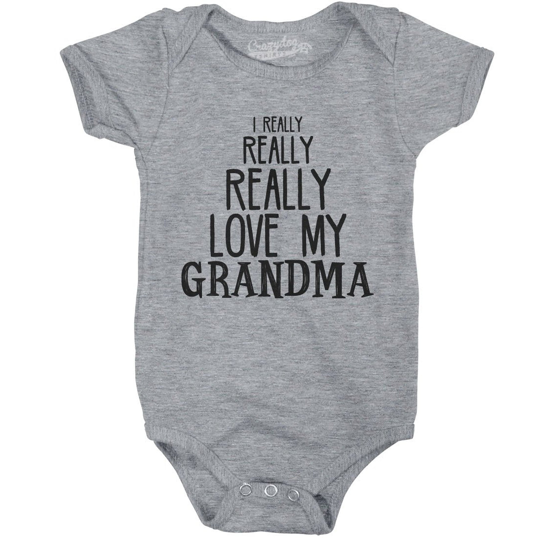 Baby Really Really Love My Grandma Cute Funny Infant Shirt Newborn Outfit Shower Image 1