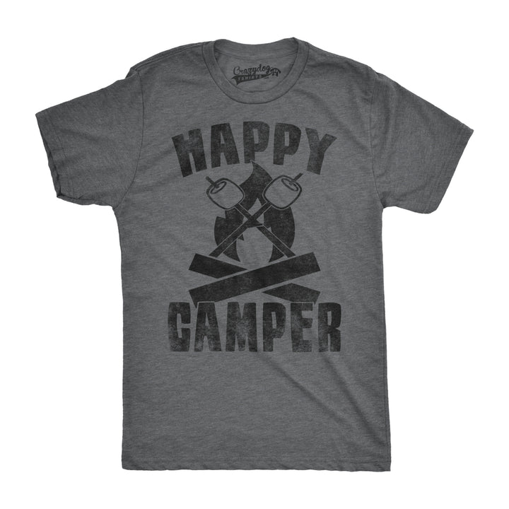 Mens Happy Camper Shirt Funny Camping Cool Hiking Graphic Vintage Tee 80s Saying Image 6