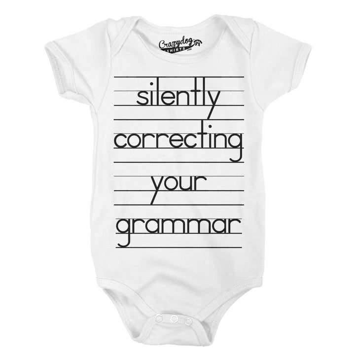 Baby Silently Correcting Your Grammar Funny Lined Paper Creeper Bodysuit Image 1