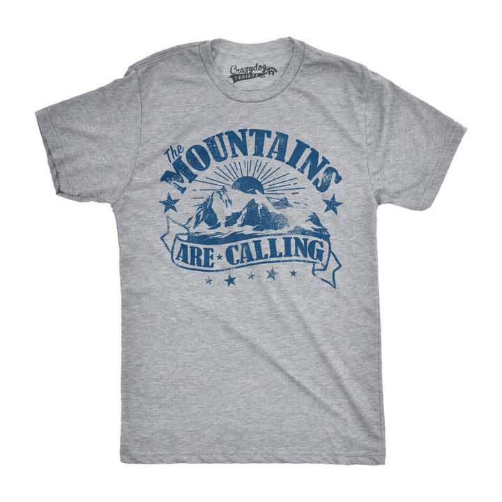 Mens The Mountains Are Calling Cool Sunset Vintage Rockies Funny Hiking Nature T shirt Image 1