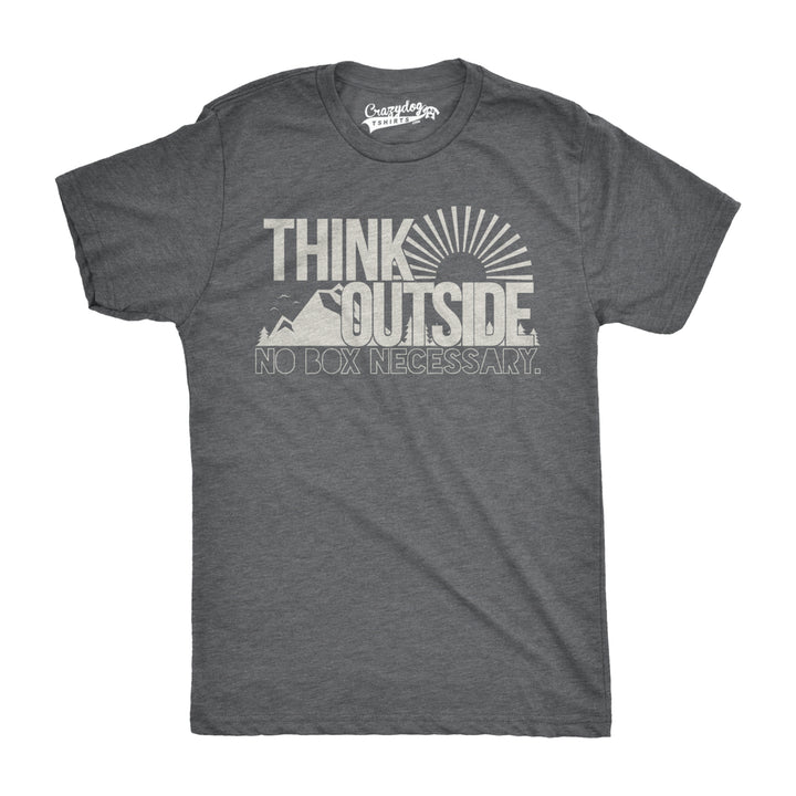 Mens Think Outside Funny No Box Necessary Hiking Camping Vintage Graphic T shirt Image 4