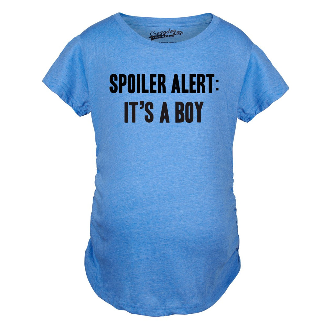 Maternity Spoiler Alert Its a Boy Funny Gender Reveal Pregnancy Announcement T shirt Image 1