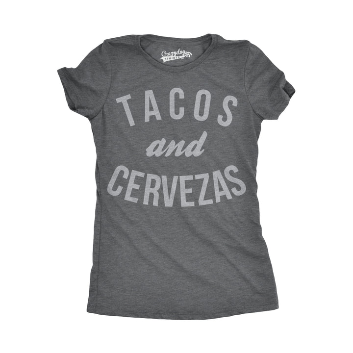Womens Tacos and Cervezas Funny T shirts Cool Vintage Graphic Tee Cute Saying Image 1