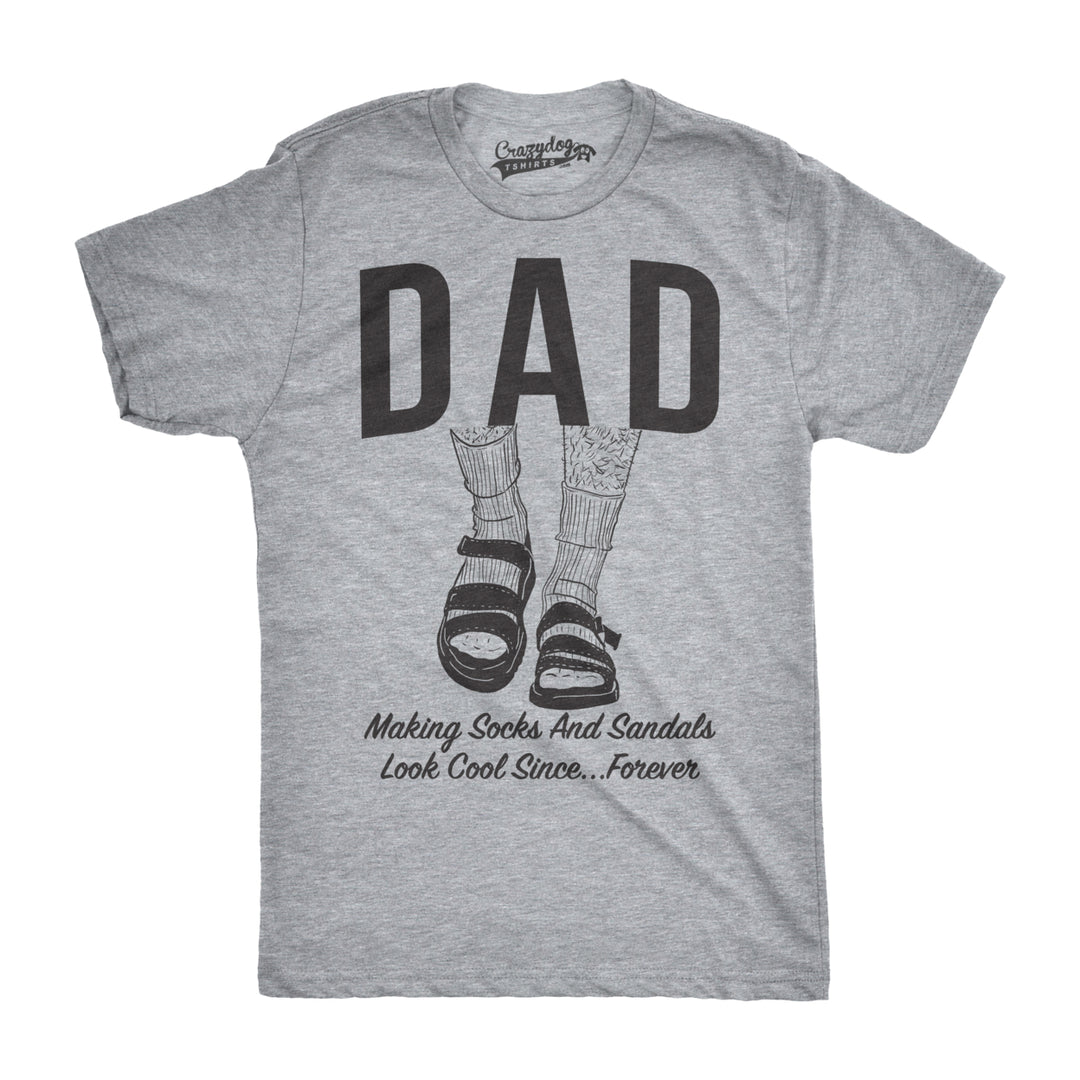 Mens Dad Socks and Sandals Funny Fathers Day T Shirt Hilarious Gift Tee Image 1
