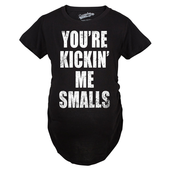Maternity Kicking Me Smalls Funny T shirt Pregnancy Announcement Novelty Tee Image 6
