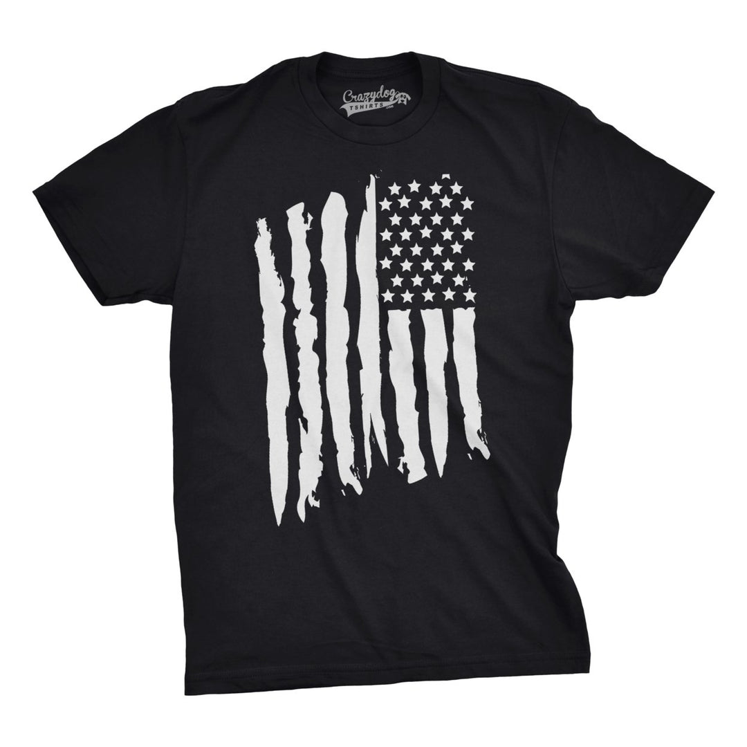 Mens Vertical Grunge Flag Funny T shirts USA Tees American Novelty Vintage T shirt Image 1