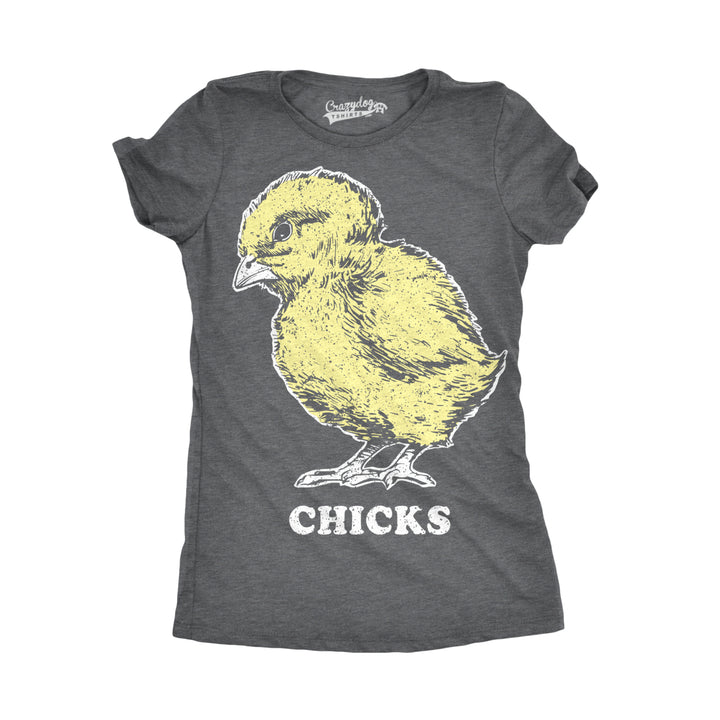 Womens Vintage Chicks Funny Cute Easter Sunday Holiday Retro Bunny T Shirt Image 1