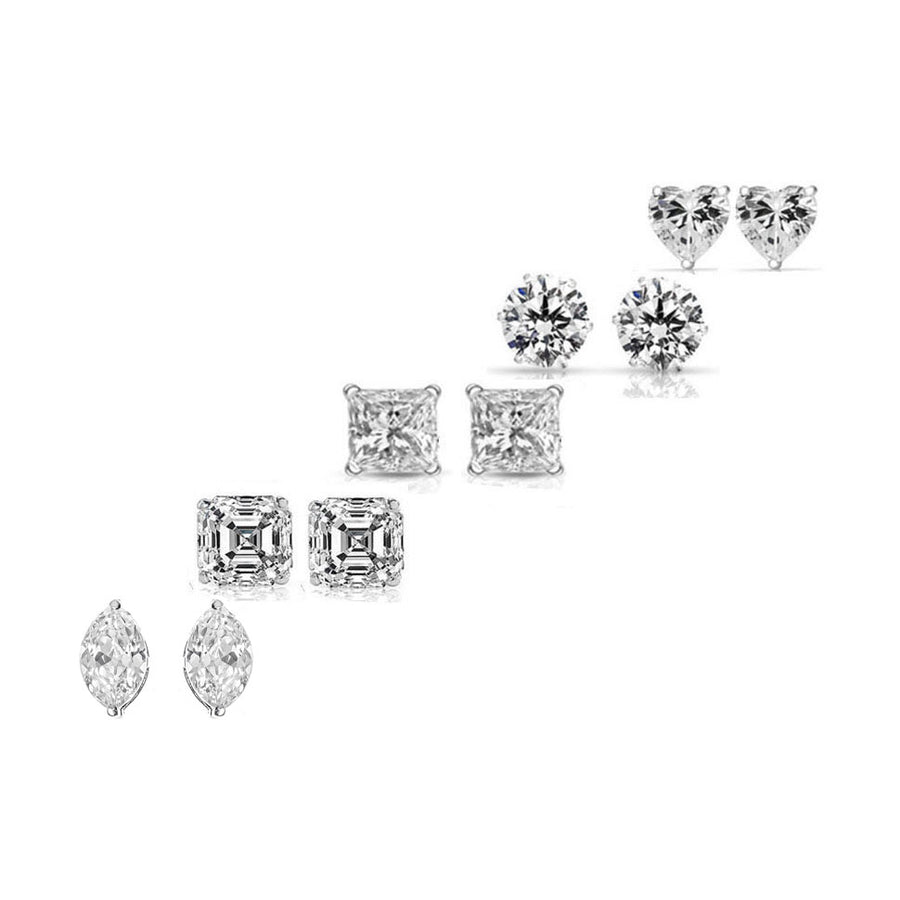 10.00 CTTW Set of 5 Swarovski Elements Crystal Studs in Sterling Silver Image 1
