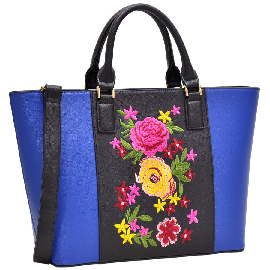 Dasein Women Medium Classic Designer Flower Embroidery Collection Large Laptop Tote Bag Work Bag Satchel Handbag Image 1