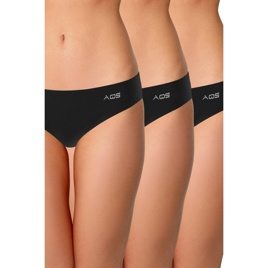 AQS Ladies Seamless Black Thong 3 Pack Image 1