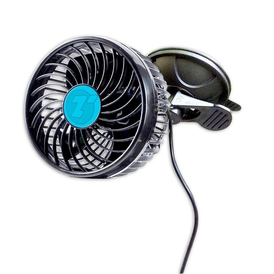 Zone Tech 4.5" 12V Stepless Car Cooling Air Window Fan Suction Cup Oscillating Image 1