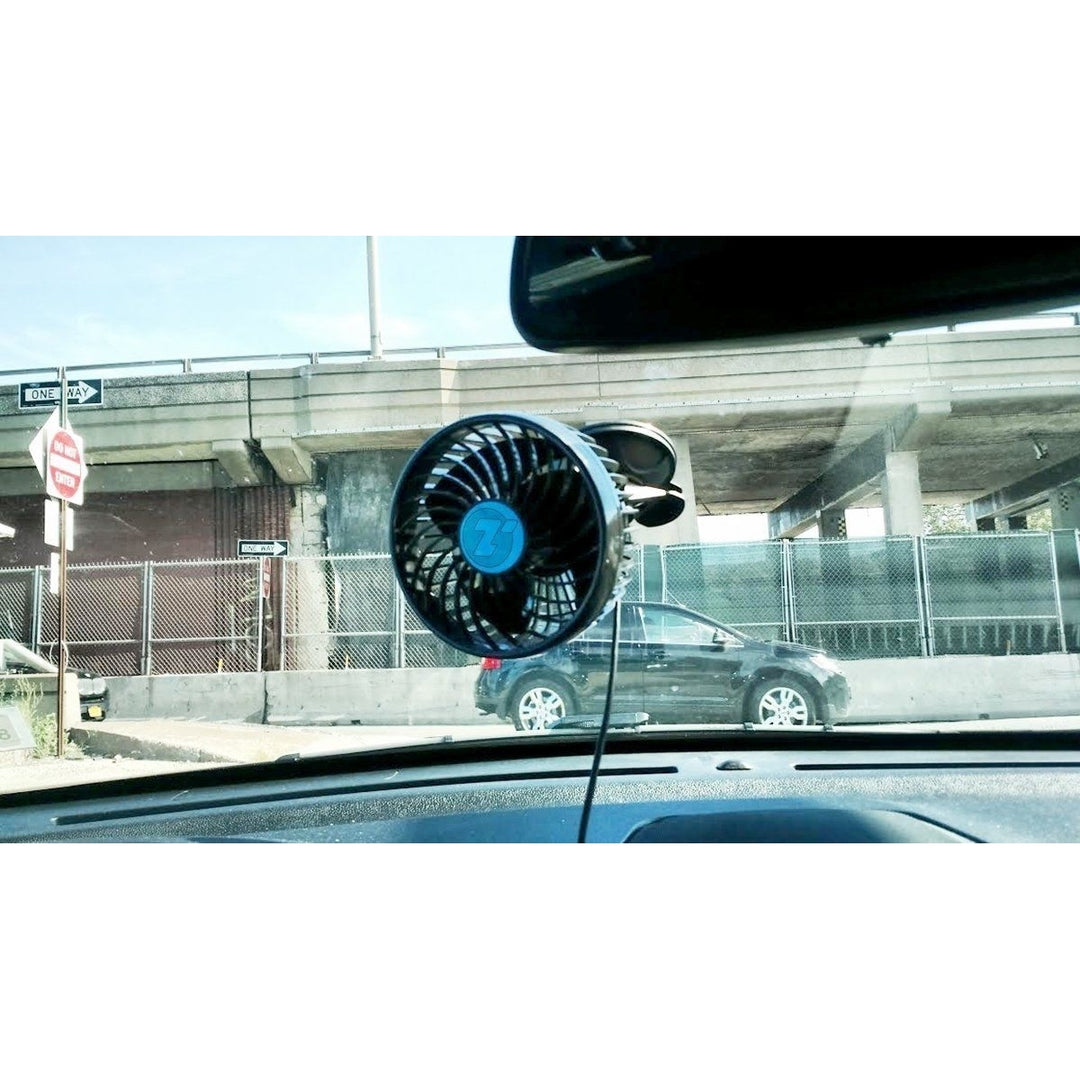 Zone Tech 4.5" 12V Stepless Car Cooling Air Window Fan Suction Cup Oscillating Image 4