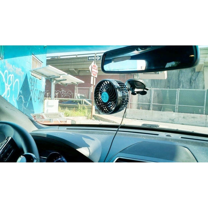 Zone Tech 4.5" 12V Stepless Car Cooling Air Window Fan Suction Cup Oscillating Image 4