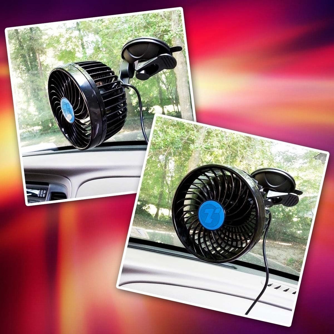 Zone Tech 4.5" 12V Stepless Car Cooling Air Window Fan Suction Cup Oscillating Image 6