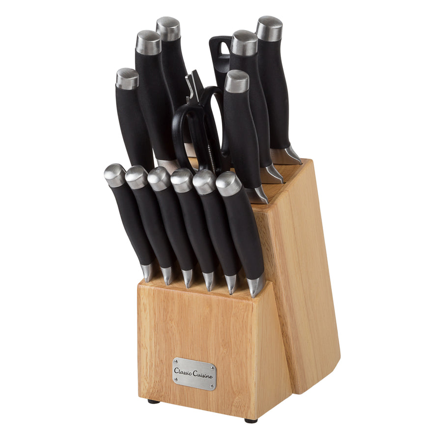 Professional Quality 15 Piece Stainless Knife Set with Shears Sharpener Chef Bread Santoku Filet Paring Steak Knives Image 1