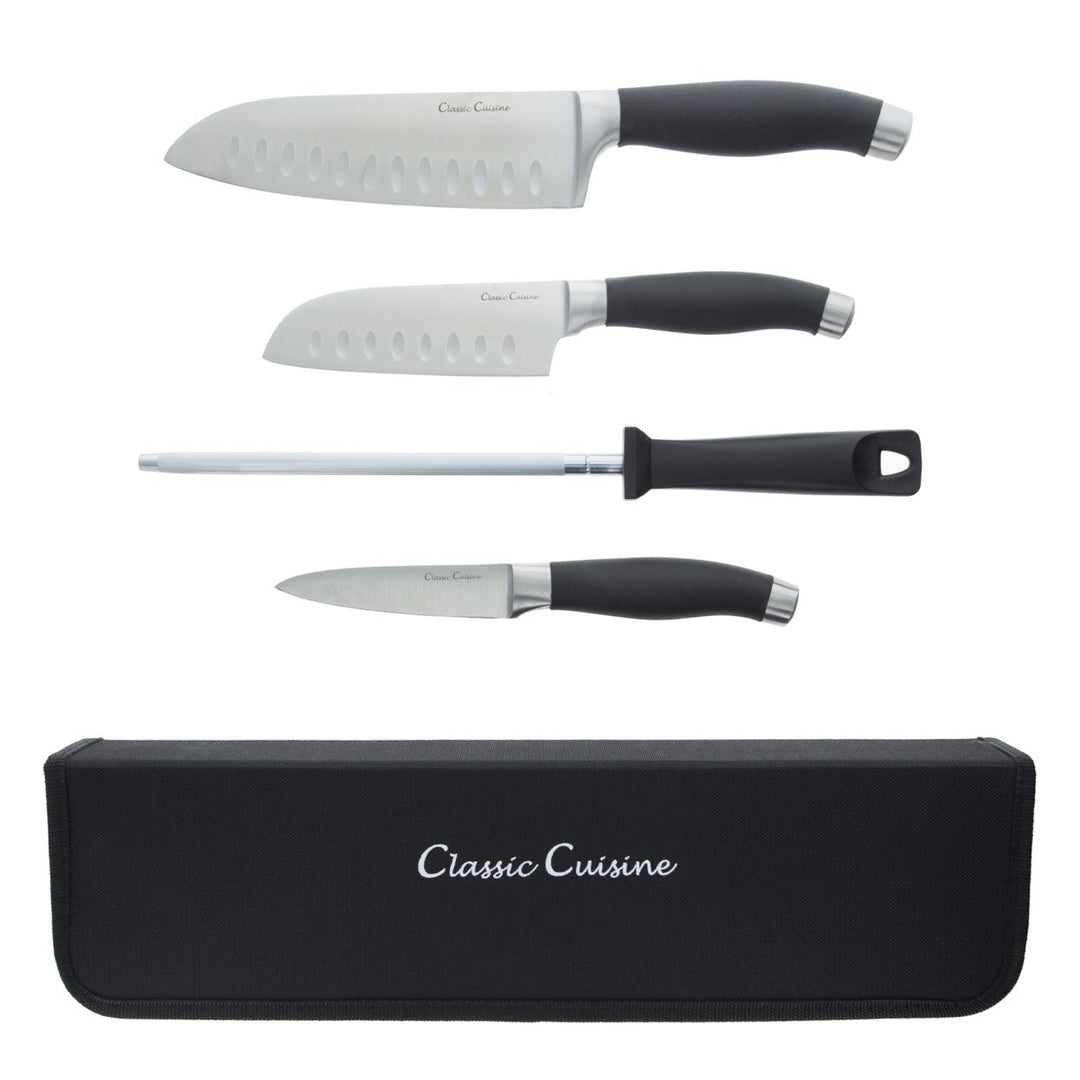 Classic Cuisine 5 Piece Professional Chef Knife Set Stainless Steel Travel Bag Image 1