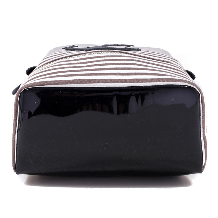Dasein Canvas Striped Backpack w/ Adjustable Shoulder Straps Backpack w/ front Anchor Design Image 7