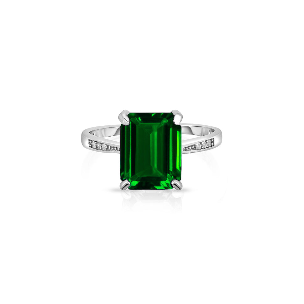 4.00 CTTW Emerald Sterling Silver Ring Image 1