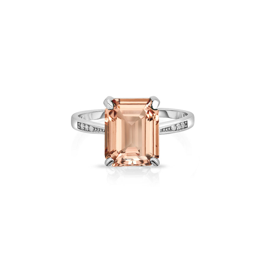 4.00 CTTW Morganite Emerald Cut Sterling Silver Ring Image 1