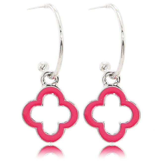 Charming Hoops Quatrefoil Drop Earrings in 5 Colors Image 3